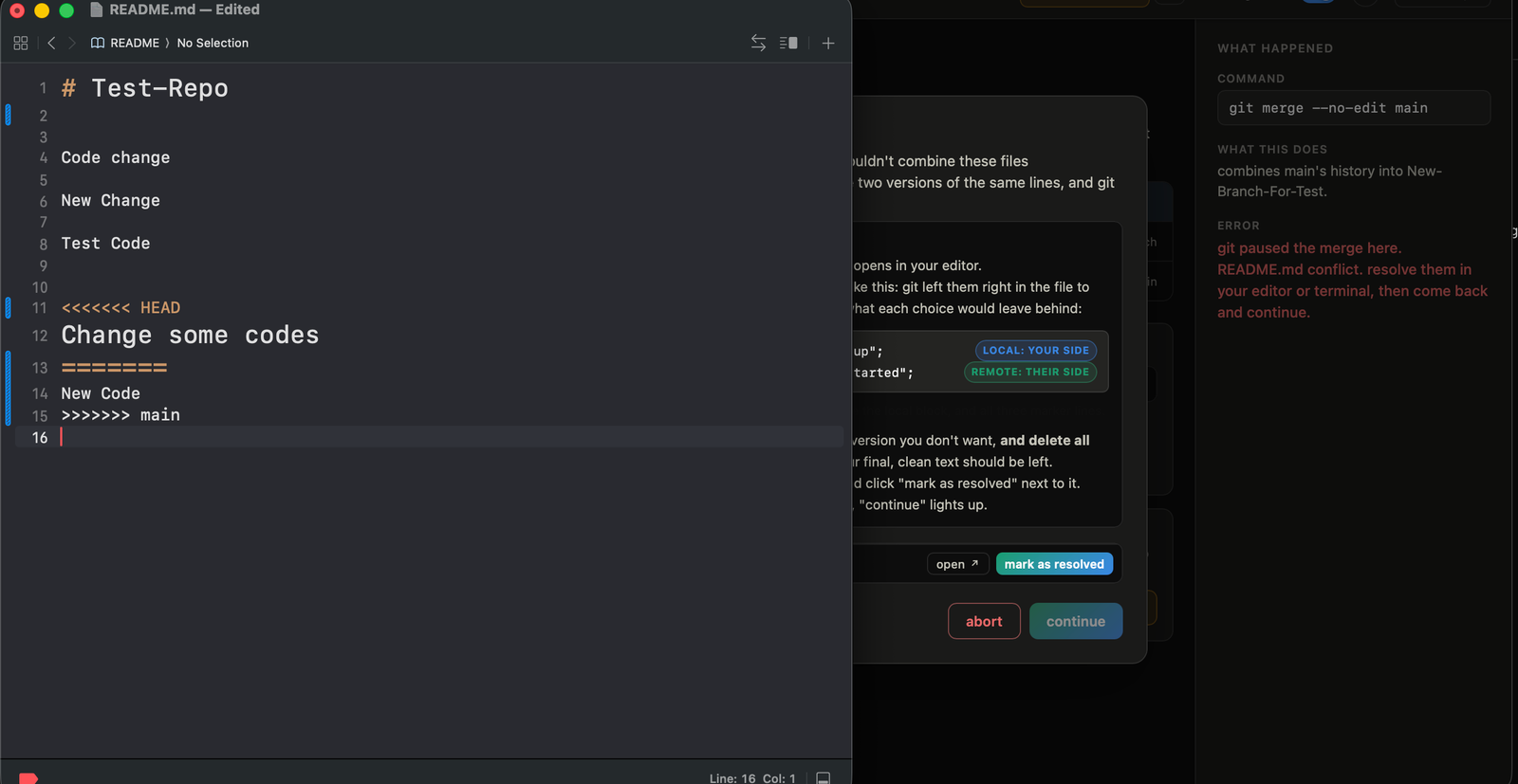 the conflict dialog listing conflicted files